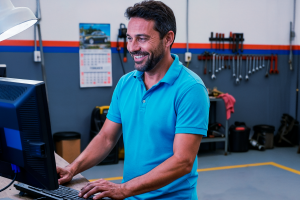 Dono de oficina trabalhando em oficina